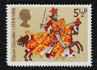 5&frac10;p Glyndwr stamp, One of the Medieval Warriors set from 1974