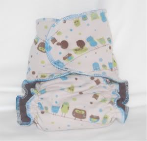 Small Dotty Owls Fitted Diaper