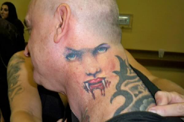 This year they also added tattoos ABOVE An attendee shows off his vamp 