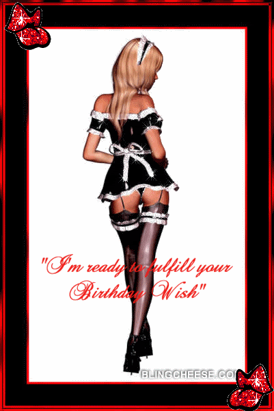 Happy Birthday Blonde Lady Woman French Maid Frenchmaid Red Black