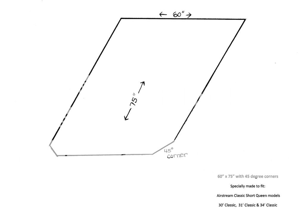 Mattress Pad/Cover for AIRSTREAM 60x75 w/angled corners  